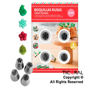 BOQUILLA RUSA SET NAVIDAD 4 x 1